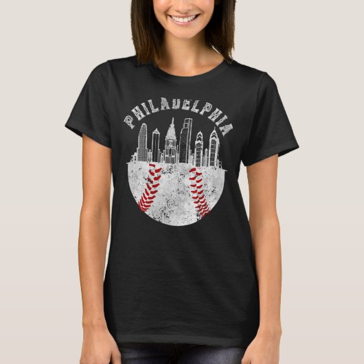 Philly skyline Philadelphia Baseball Fan T-shirt (Voorkant)