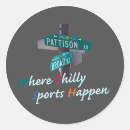 Philly Sport Gebeurt Breed en Pattison T-Shirt Ronde Sticker