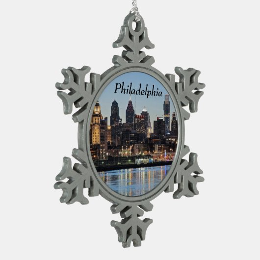 Philly sunset tin sneeuwvlok ornament (Links)