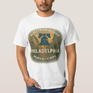 Philly Value T-shirt – opgebouwd uit woorden. Qu