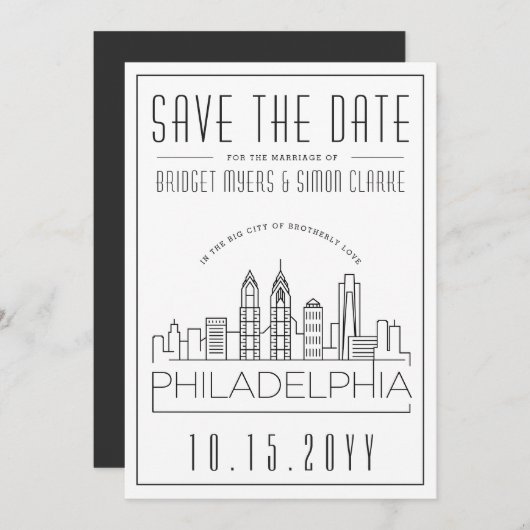 Philly Wedding | De gestileerde Veldlijn sparen de Kaart (Voorkant / Achterkant)