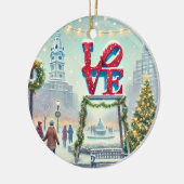 Philly's LOVE Park tijdens de kerstvakantie Keramisch Ornament (Links)
