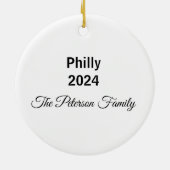 Philly's LOVE Park tijdens de kerstvakantie Keramisch Ornament (Achterkant)