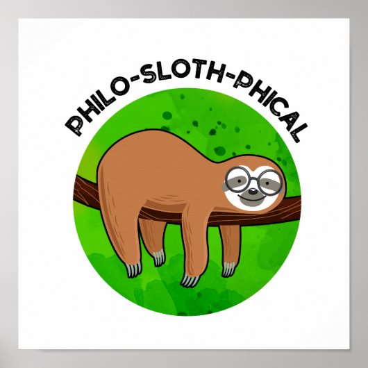 Philo-sloth-graphic Funny Animal Sloth Pun Poster (Voorkant)