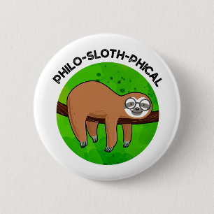 Philo-sloth-graphic Funny Animal Sloth Pun Ronde Button 5,7 Cm
