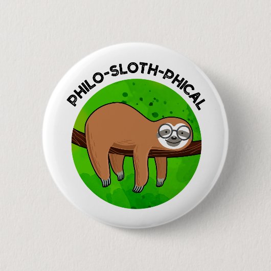 Philo-sloth-graphic Funny Animal Sloth Pun Ronde Button 5,7 Cm (Voorkant)