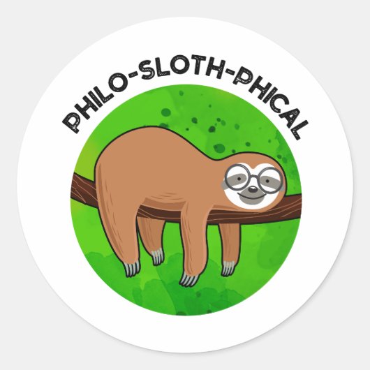 Philo-sloth-graphic Funny Animal Sloth Pun Ronde Sticker (Voorkant)