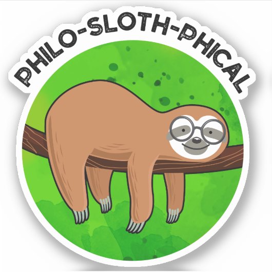 Philo-sloth-graphic Funny Animal Sloth Pun Sticker (Voorkant)