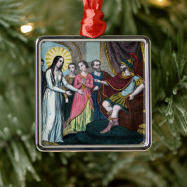 Philomena wordt berecht voor keizer Diocletianus Metalen Ornament