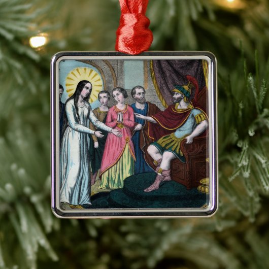 Philomena wordt berecht voor keizer Diocletianus Metalen Ornament (Boom)