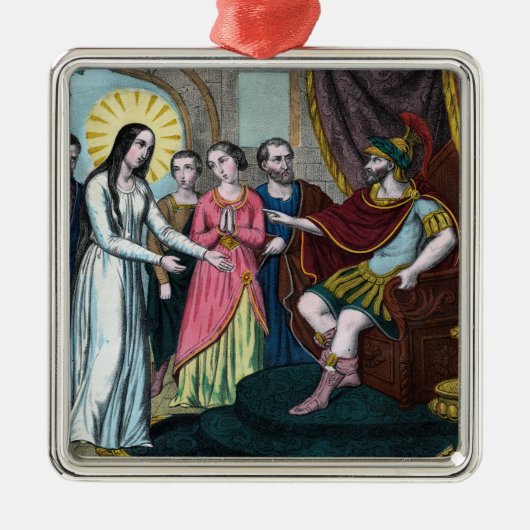 Philomena wordt berecht voor keizer Diocletianus Metalen Ornament (Voorkant)