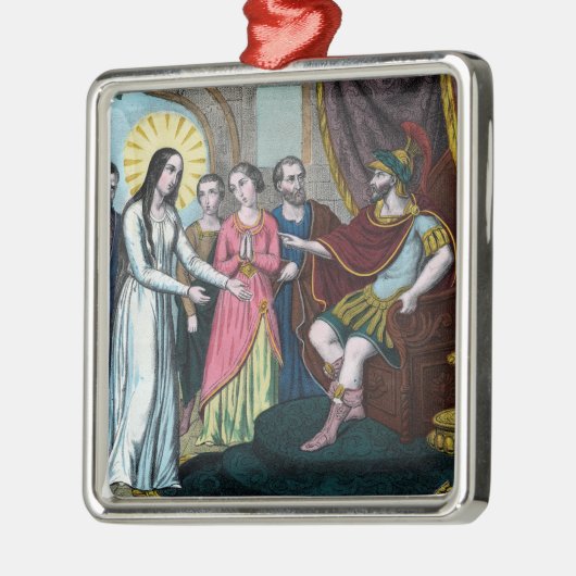 Philomena wordt berecht voor keizer Diocletianus Metalen Ornament (Links)