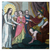 Philomena wordt berecht voor keizer Diocletianus Tegeltje (Voorkant)