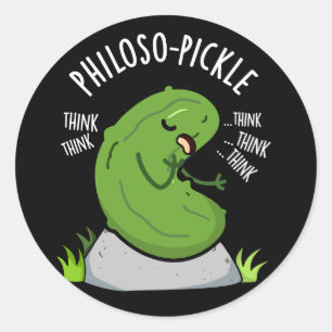 Philoso-pickle Grappige Pun Dark BG Ronde Sticker