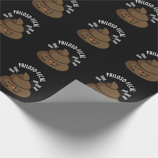 Philosop-fecal Funny Poop Pun Dark BG Cadeaupapier (Hoek)