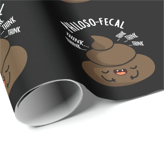 Philosop-fecal Funny Poop Pun Dark BG Cadeaupapier (Rol Hoek)