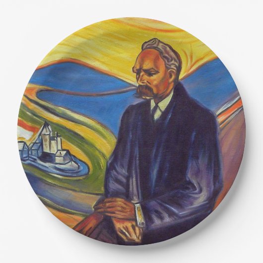 Philosopher Friedrich Nietzsche (door Edvard Munch Papieren Bordje (Voorkant)