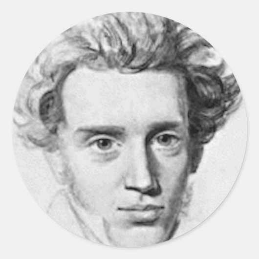 Philosopher Soren Kierkegaard Ronde Sticker (Voorkant)