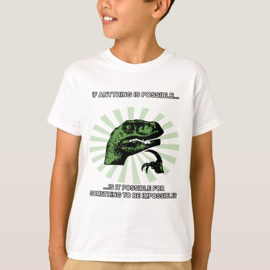 Philosoraptor Alles is mogelijk T-shirt (Voorkant)
