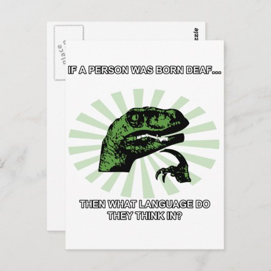 Philosoraptor Deaf Language Briefkaart (Voorkant / Achterkant)