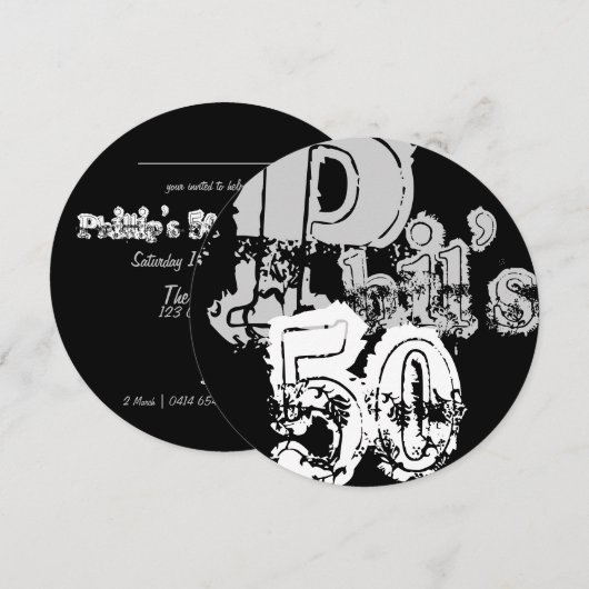 Phil's 50e (ronde) kaart (Voorkant / Achterkant)