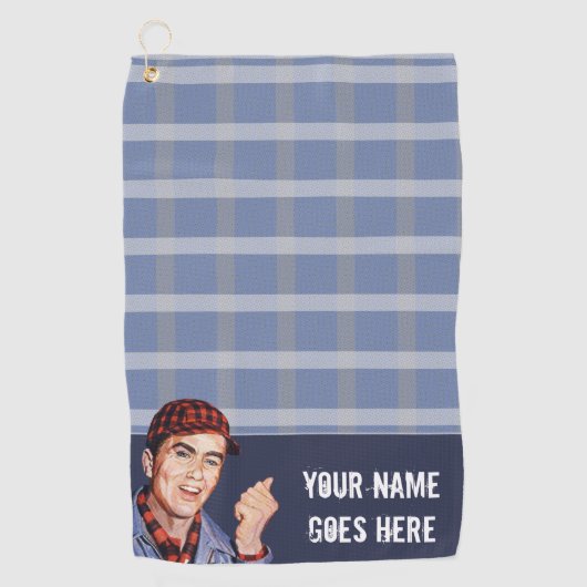 Phil's Golf Towel - blauw plaid Golfhanddoek (Voorkant)