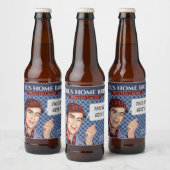 Phil's Home Brew- blauw geruit Bier Etiket (Flessen)