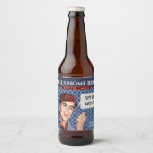 Phil's Home Brew- blauw geruit Bier Etiket (Voorkant)