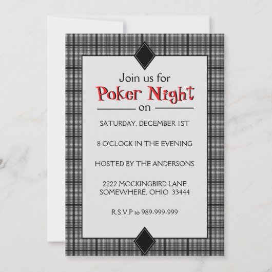 Phil's Retro Poker Night Invite Kaart (Achterkant)