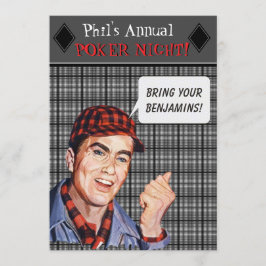 Phil's Retro Poker Night Invite Kaart