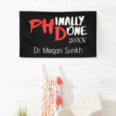 Phinaal gedaan - Zwart PHD-Afstuderen Citaat Desig Spandoek (Insitu)