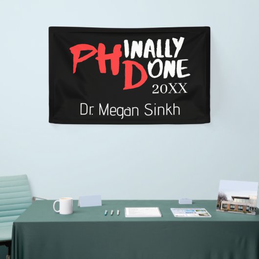 Phinaal gedaan - Zwart PHD-Afstuderen Citaat Desig Spandoek (Beurs)