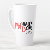 Phinaal-klaar - Funny PHD Afstuderen Quote Design Latte Mok (Linkerhoek)