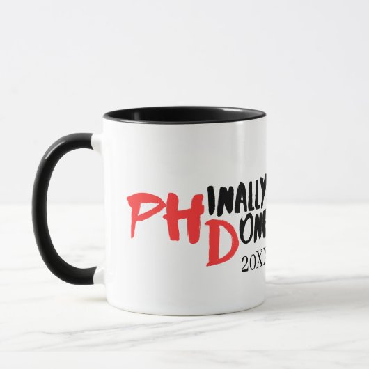 Phinaal-klaar - Funny PHD Afstuderen Quote Design Mok (Links)