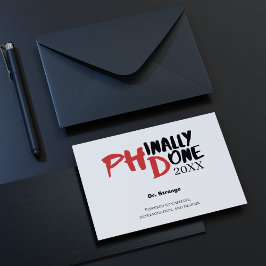 Phinally done - Funny PHD Graduation Quote Design Briefkaart