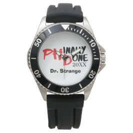 Phinally done. - Funny PHD Graduation Quote Design Horloge