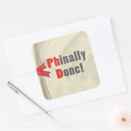 Phinally done Scroll Vierkante Sticker (Envelop)