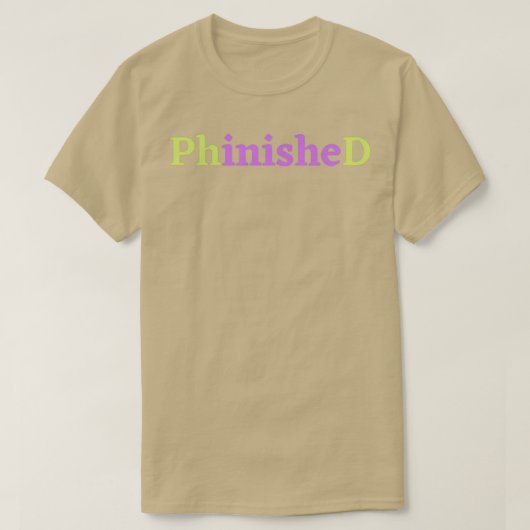 PhinisheD PhD in paars en groen T-shirt (Design voorkant)