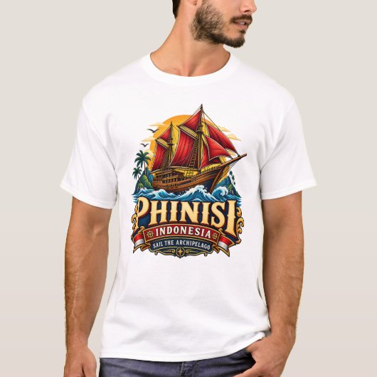 Phinisi Indonesië Zeilen T-shirt (Voorkant)