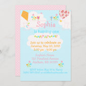 Phinwheels Airballon Kite Flower-uitnodiging Kaart (Voorkant / Achterkant)