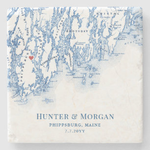 Phippsburg Maine Bestemming Trouwgunst Stenen Onderzetter