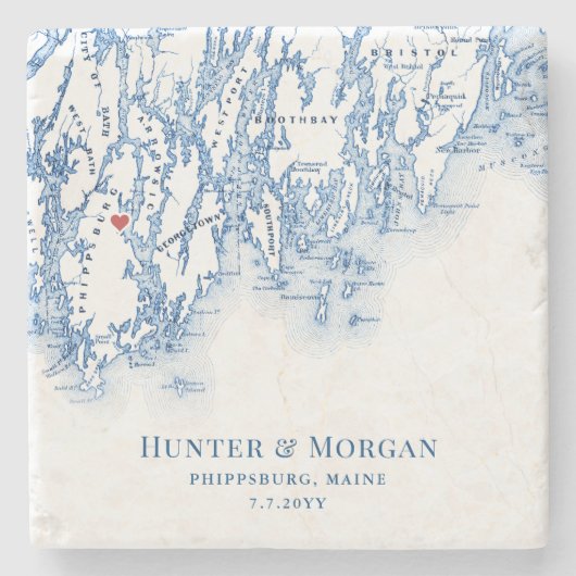 Phippsburg Maine Bestemming Trouwgunst Stenen Onderzetter (Voorkant)