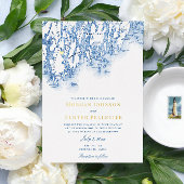 Phippsburg Maine Bruiloft Elegant Goud Folie Uitnodiging