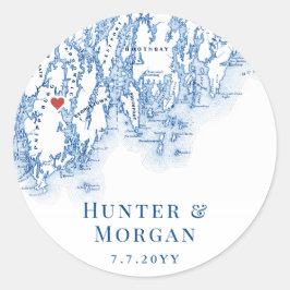 Phippsburg Maine Kaart Bruiloft Sticker Envelope S