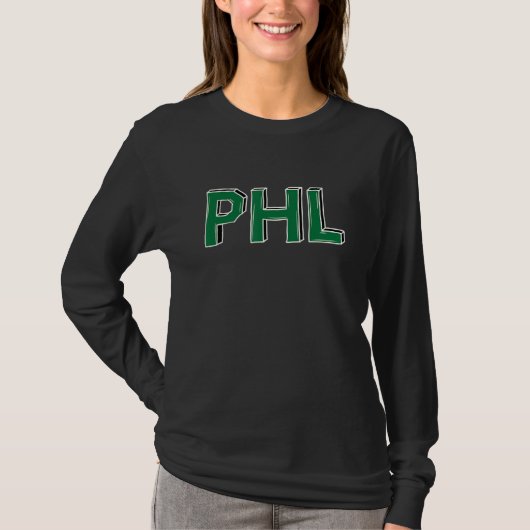 PHL Philadelphia Afkortingen in Groen T-shirt (Voorkant)