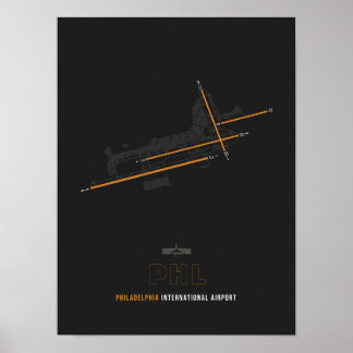 PHL - Philadelphia Luchthaven Runway Diagram Art Poster