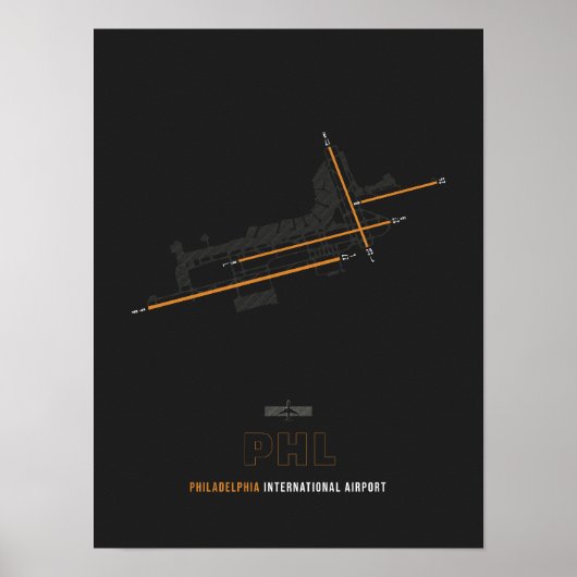 PHL - Philadelphia Luchthaven Runway Diagram Art Poster (Voorkant)