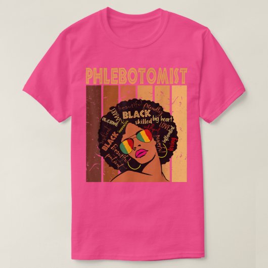 Phlebotomist Afro African American Women Black T-shirt (Design voorkant)