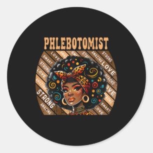 Phlebotomist Afro Black History Month voor vrouwen Ronde Sticker