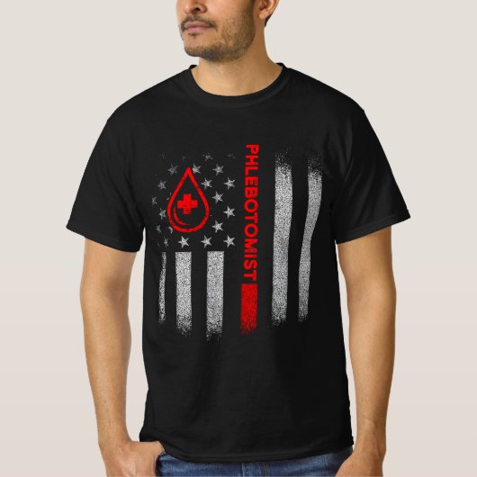 Phlebotomist American Flag Phlebotomy Technician B T-shirt (Voorkant)